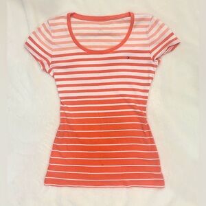 Tommy Hilfiger Orange and White Striped Tee